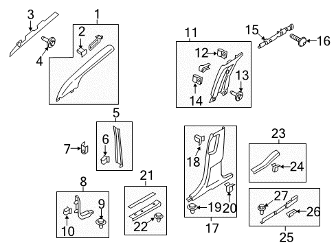 2018 Ford Edge Upper Center Pillar Trim Retainer Screw Diagram for -W713437-SS