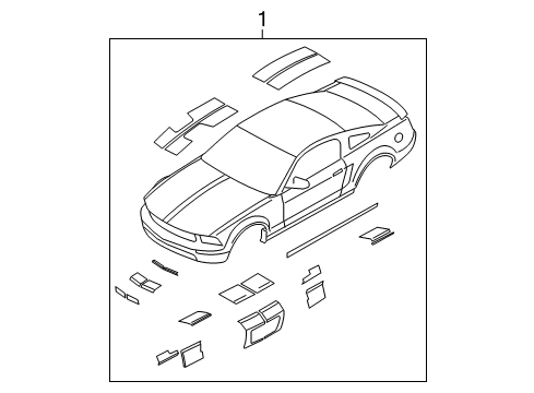 2008 Ford Mustang Stripe Tape, Satin Silver Diagram for 7R3Z-6320000-BA