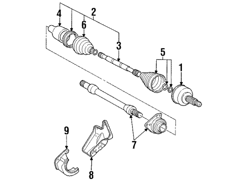 2000 Mercury Mystique Drive Axles - Front Diagram