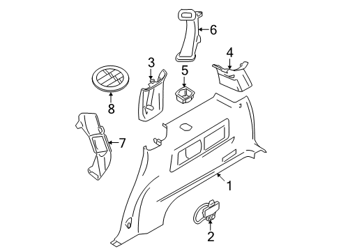 2006 Mercury Mountaineer Interior Trim - Quarter Panels Diagram