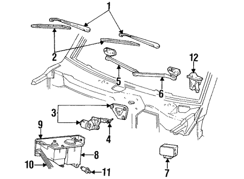 1992 Ford Bronco Wiper & Washer Components Diagram