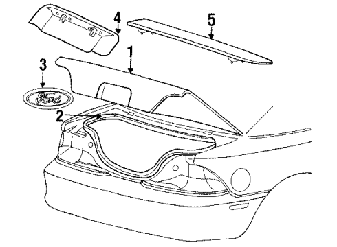 1997 Ford Mustang Trunk Lid & Components Diagram
