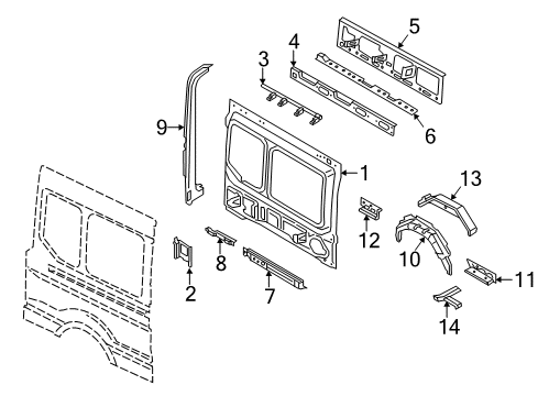 2022 Ford Transit-350 Inner Structure - Side Panel Diagram 7 - Thumbnail