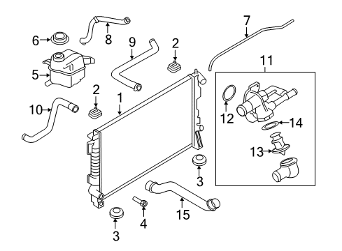 2011 Lincoln MKS Radiator & Components Diagram 2 - Thumbnail