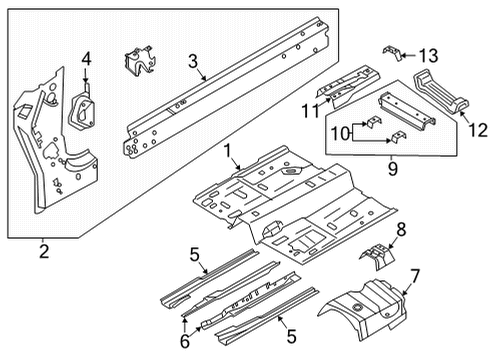 2024 Ford Bronco Sport Floor & Rails Diagram