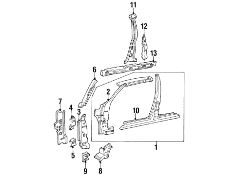 1992 Ford Taurus Center Pillar & Rocker Diagram