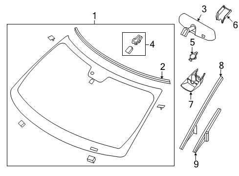 2017 Ford Explorer Glass - Windshield Diagram