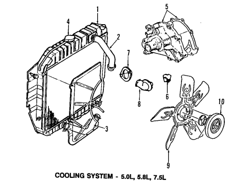 1995 Ford E-150 Econoline Radiator & Components Diagram 4 - Thumbnail