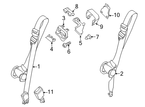 2025 Ford Transit-150 Third Row Seat Belts Diagram