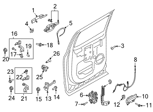 2024 Ford F-150 Rear Door - Lock & Hardware Diagram