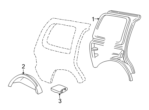 2007 Lincoln Navigator Inner Structure - Quarter Panel Diagram 2 - Thumbnail