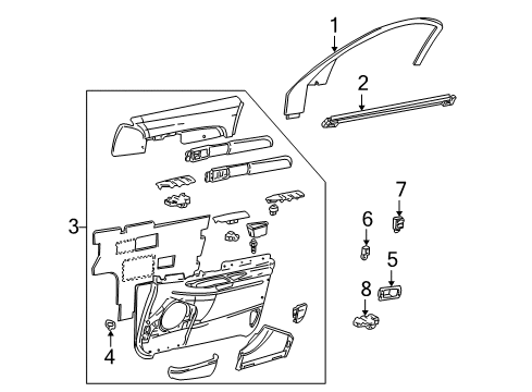2001 Lincoln LS Interior Trim - Front Door Diagram