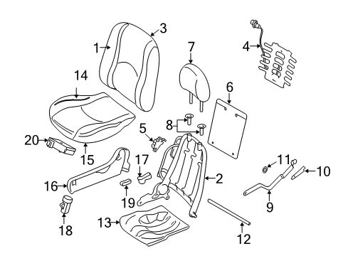 2008 Mercury Mariner Lumbar Support, Front Driver Side Diagram for 5T2Z-7865500-AA