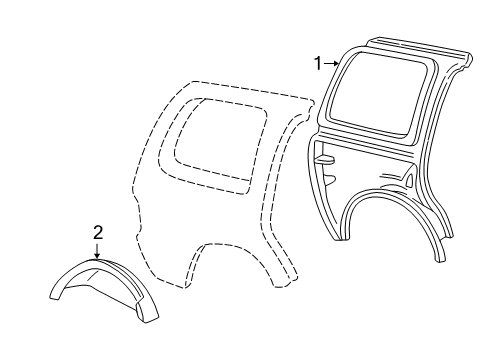 2003 Lincoln Navigator Inner Structure - Quarter Panel Diagram