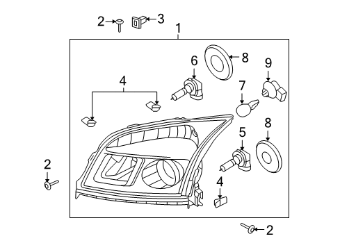 2009 Mercury Sable Headlamp Components Diagram