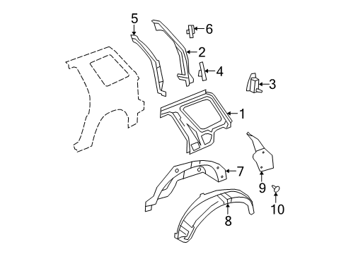 2006 Ford Explorer Inner Structure - Quarter Panel Diagram
