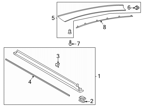 2024 Lincoln Corsair Exterior Trim - Pillars Diagram