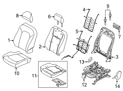 2022 Ford F-350 Super Duty Front Seat Components Diagram