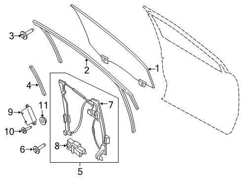 2022 Lincoln Nautilus Window Regulator, Passenger Side Diagram for FA1Z-5823200-D