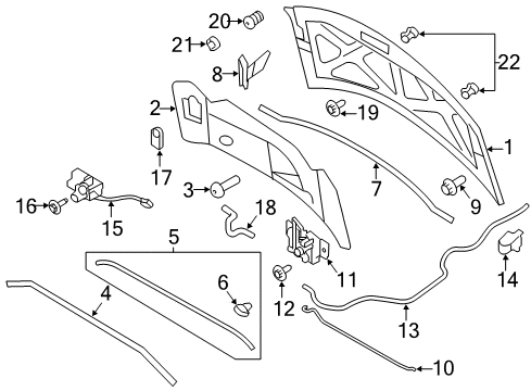 2012 Lincoln MKX Hood & Components Diagram