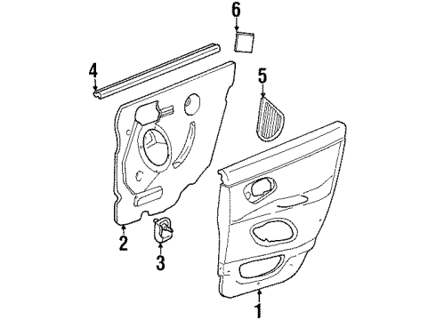 2000 Mercury Mystique Interior Trim - Rear Door Diagram