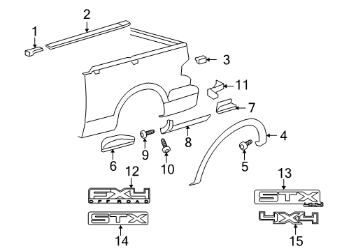 2009 Ford F-150 Lower Deflector, Carbon Black, Rear Passenger Side Diagram for 5L3Z-83292A22-AAA