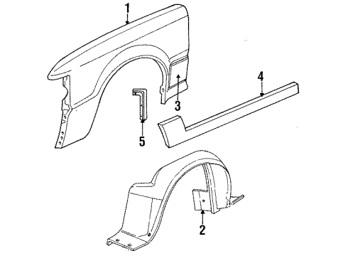 1988 Ford Escort Exterior Trim - Fender Diagram