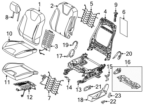 2017 Ford Focus Seat Switch, Front Driver Side Diagram for F1EZ-14A701-A