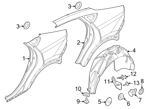 2024 Ford Mustang Mach-E Quarter Panel & Components Diagram