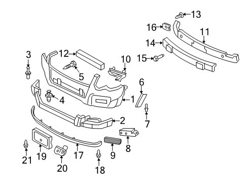 2010 Ford Explorer Sport Trac Bumper & Components - Front Diagram