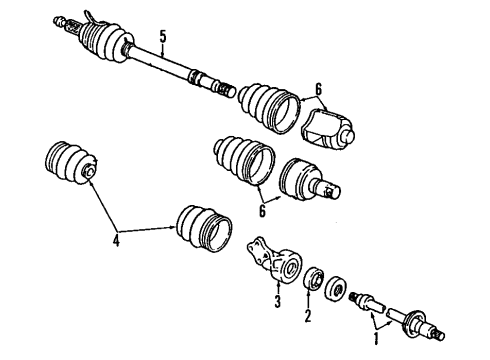 1991 Ford Probe Front Axle Shafts & Joints Diagram
