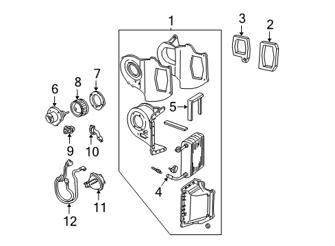 2001 Ford Explorer Sport Trac A/C Evaporator & Heater Components Diagram