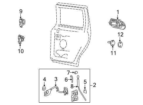 2003 Lincoln Navigator Rear Door - Lock & Hardware Diagram