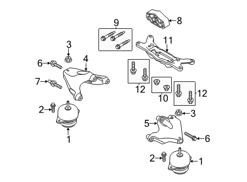 2013 Ford Mustang Engine & Trans Mounting Diagram