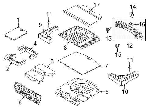 2013 Ford Escape Floor Cover, Charcoal, Rear Diagram for CJ5Z-7845026-AB