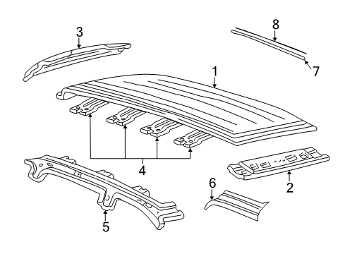 2004 Mercury Monterey Roof Diagram for XF2Z-1650202-AA