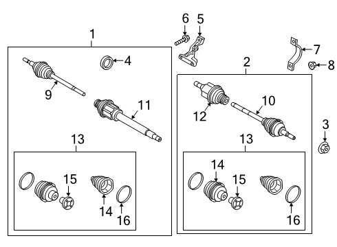 2020 Ford Transit Connect Boot Kit, Front Outer Passenger Side Diagram for DV6Z-3A331-C