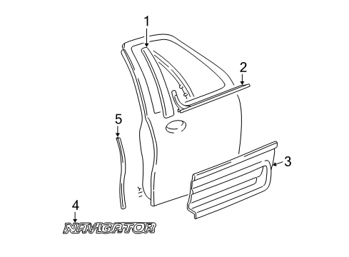 2003 Lincoln Navigator Exterior Trim - Front Door Diagram