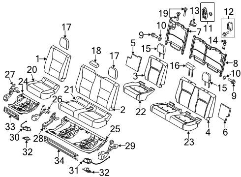 2021 Ford F-350 Super Duty Rear Seat Components Diagram 3 - Thumbnail