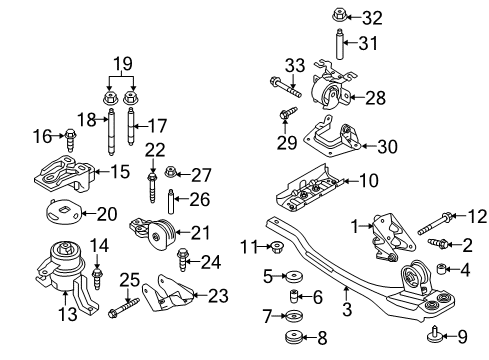 2010 Ford Escape Engine & Trans Mounting Diagram