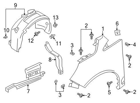 2017 Ford C-Max Fender & Components Diagram