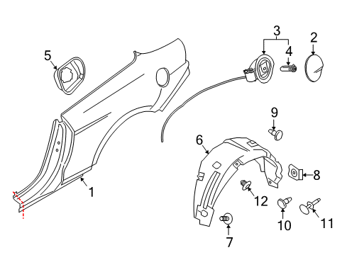 2016 Ford Mustang Quarter Panel & Components Diagram