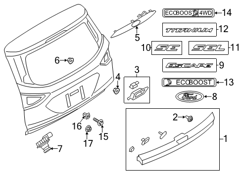 2015 Ford Escape Exterior Trim - Lift Gate Diagram