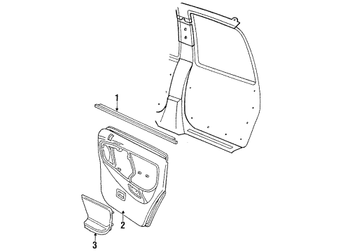 1991 Ford Taurus Interior Trim - Rear Door Diagram