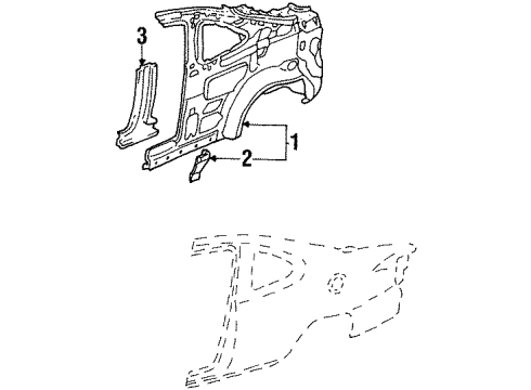 2002 Ford Escort Inner Structure - Quarter Panel Diagram 2 - Thumbnail
