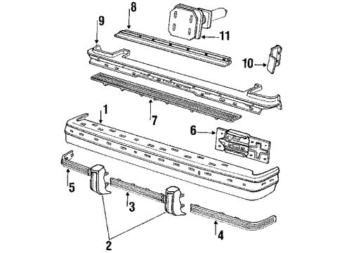 1990 Mercury Colony Park Bumper & Components - Rear Diagram