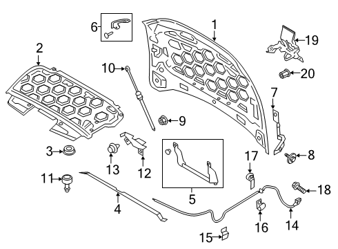 2020 Lincoln Continental Release Cable Retainer Diagram for -W708594-S307