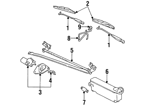 1990 Mercury Topaz Wiper & Washer Components Diagram
