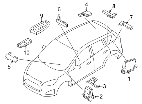 2017 Ford C-Max Keyless Entry Components Diagram