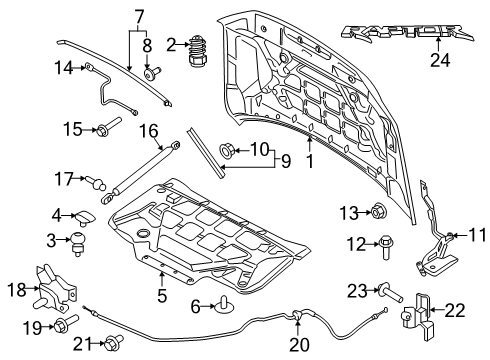 2025 Ford F-150 Hood & Components Diagram 2 - Thumbnail